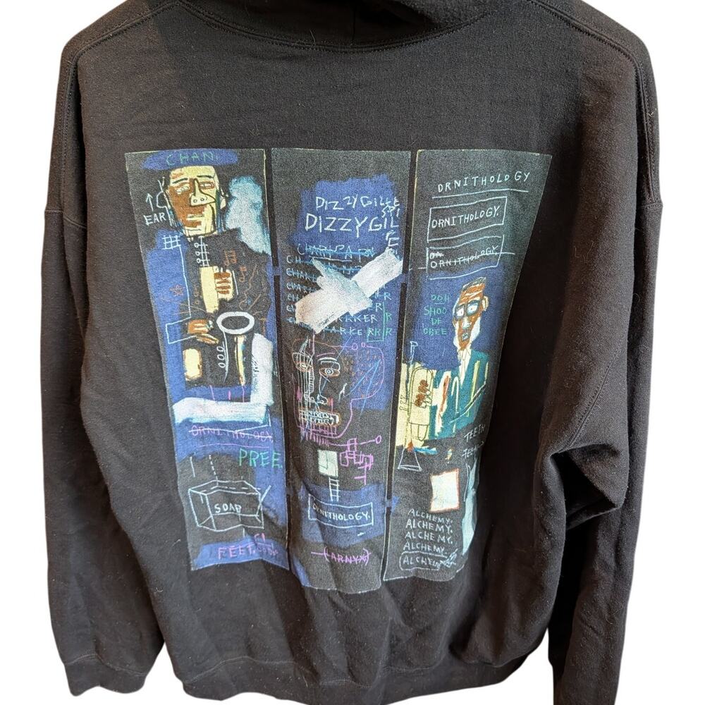 Jean Michel Basquiat Horn Players Hoodie Dizzy Gillespie Jazz Black Large